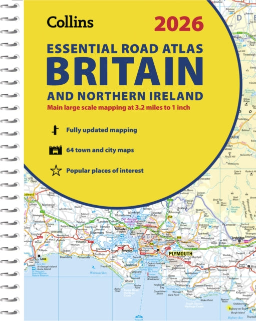 2026 Collins Essential Road Atlas Britain and Northern Ireland : A4 Spiral-9780008719234