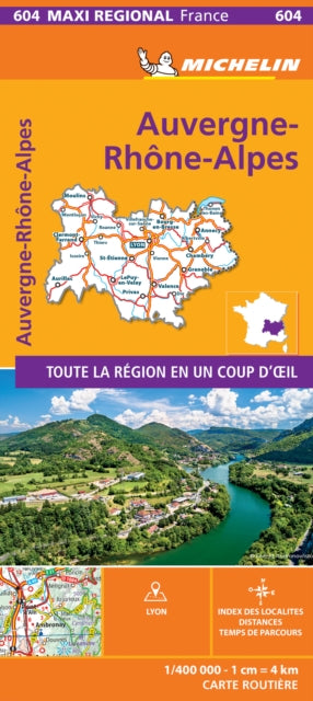 AUVERGNE-RHONE-ALPES, France - Michelin Maxi Regional Map 604 : Map-9782067242562